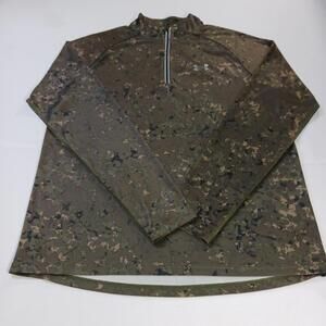 UNDER ARMOUR Fitted Men's 1/4 Zip Green Long Sleeve Pullover T-Shirt Size Large
